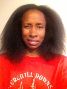 This is that same hair straightened at home (but not styled). My expression looks like I just changed my son's diaper!